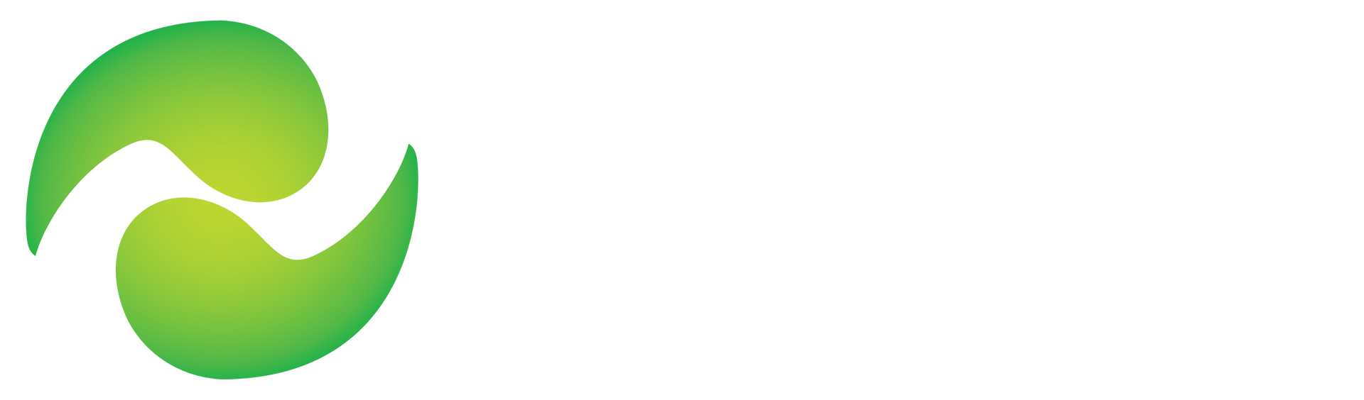 A green and white logo on a white background.