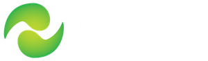 A green and white logo on a white background.