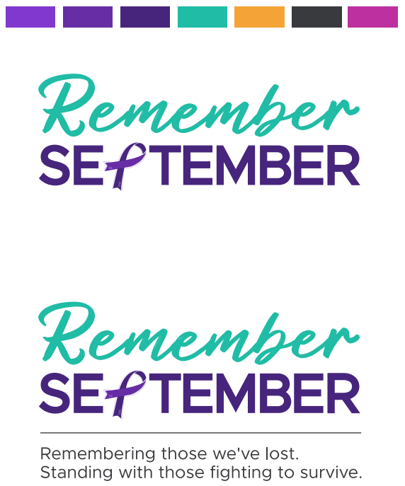 Remember September’ graphic with a purple ribbon, promoting awareness and support for those affected by cancer