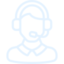Graphic of a character using a hands-free headset