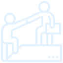 Graphic of two characters shaking hands while one holds a folder