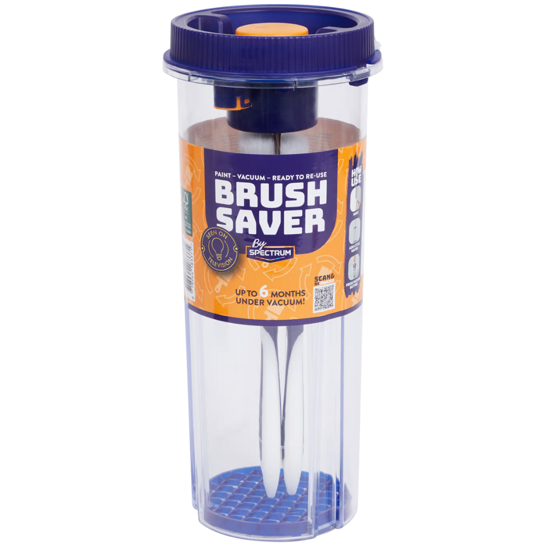 Verpakking van de Vacuum Paint BrushSaver met duidelijke productinformatie. Ontworpen door Wim van Vliet uit Harmelen