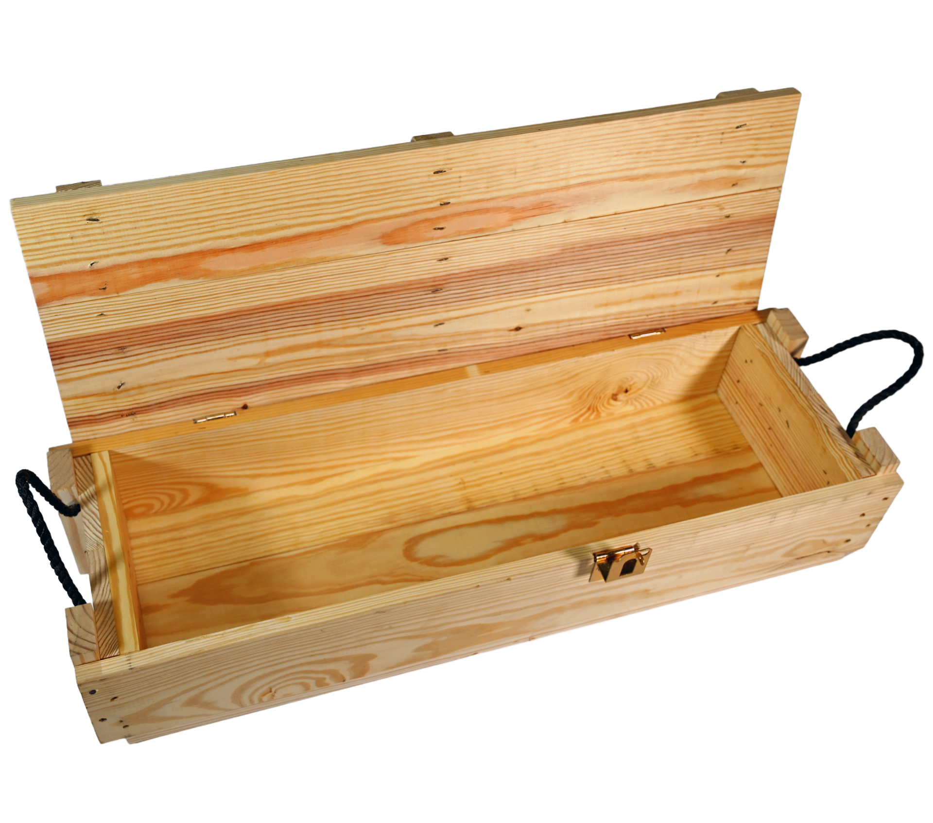 Wooden box frame under construction, set on a plywood surface with tools, in a workshop.