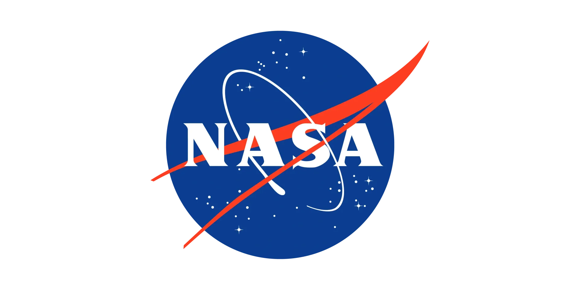 NASA logo: Blue circle with white stars and 