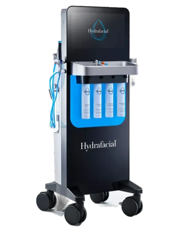 Black wheeled water purifier machine with blue-lit filter cartridges and a front display panel