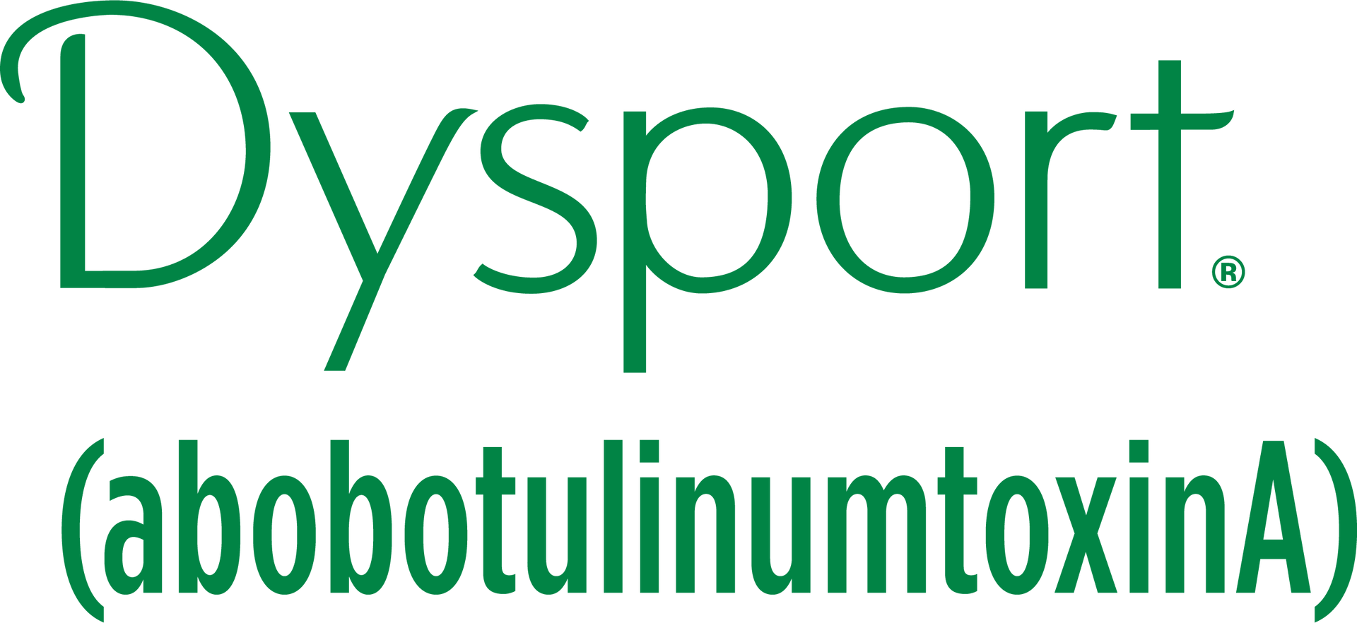 Dysport (abobotulinumtoxinA) logo in green text
