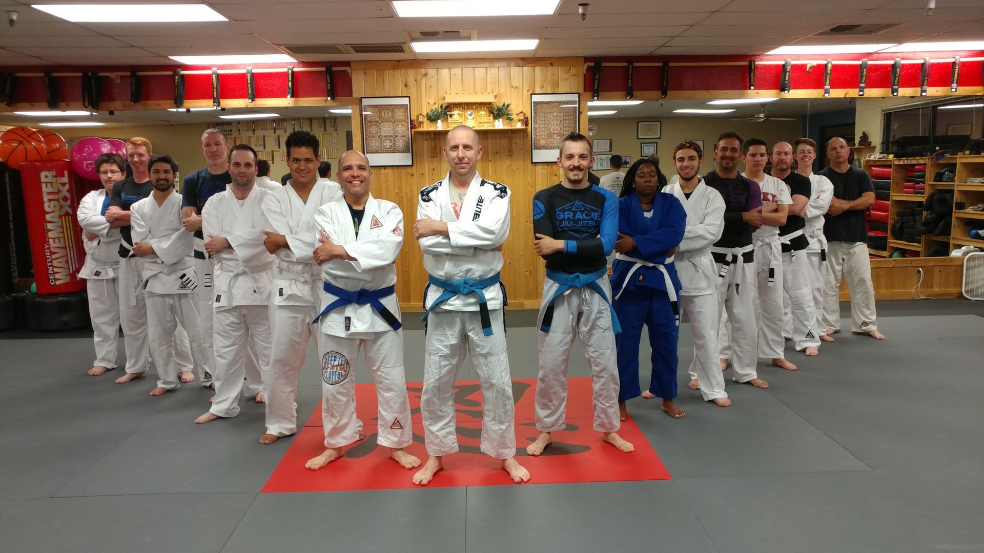 Adults drilling Brazilian Jiu-Jitsu technique at Centerline Jiu-Jitsu Chandler in Chandler, AZ.