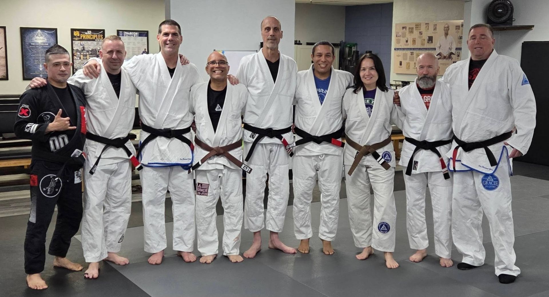 Adults drilling grappling fundamentals at Centerline Jiu-Jitsu Chandler in Chandler, AZ for fitness