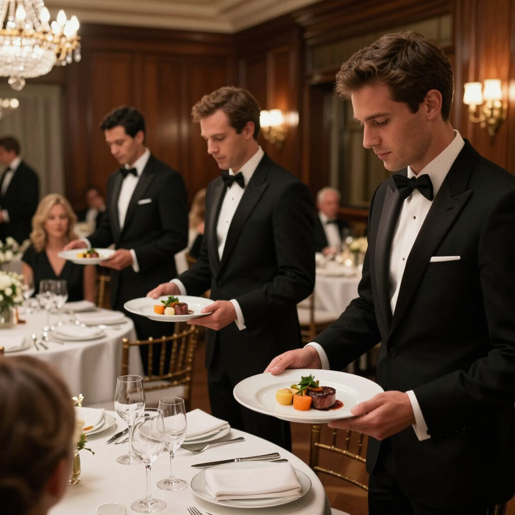 Team members serving