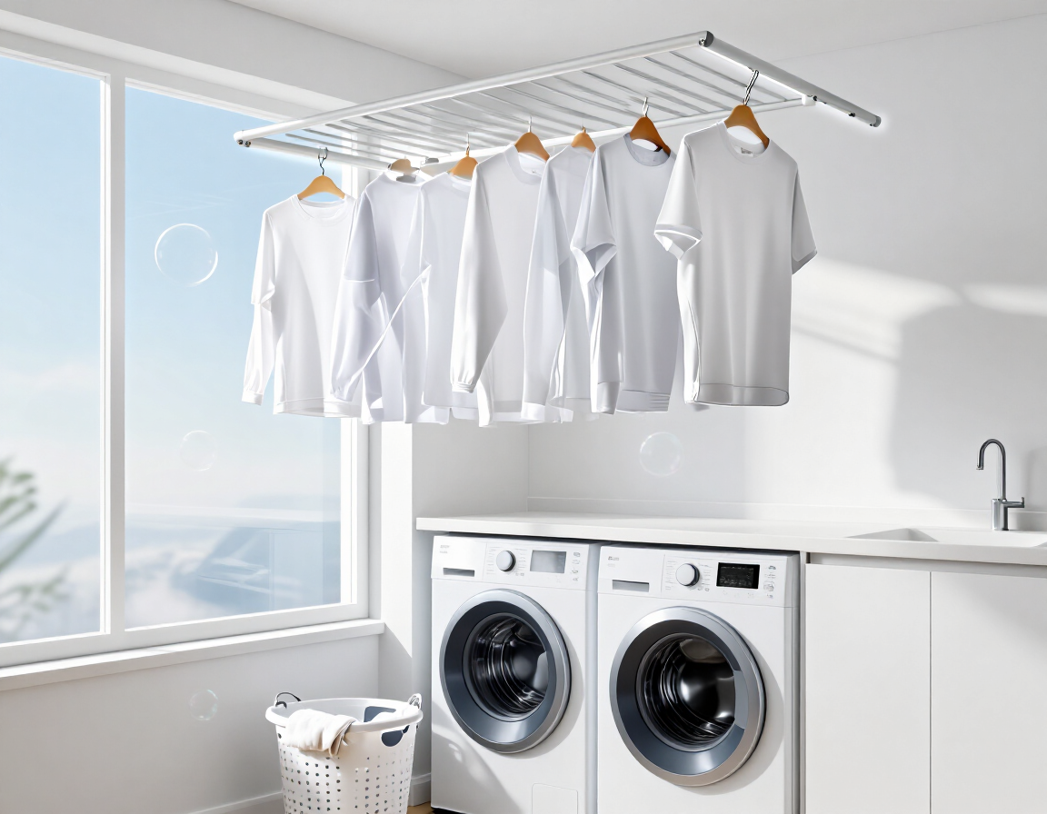 Prendas limpias en un lavadero moderno