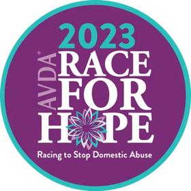 A purple and blue logo for the 2023 race for hope