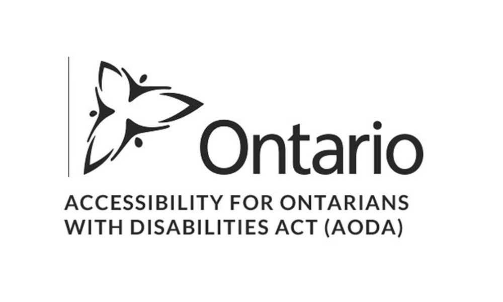 Ontario AODA logo: black floral design with