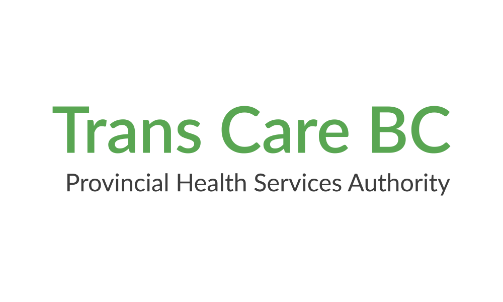Trans Care BC logo in green and white, with