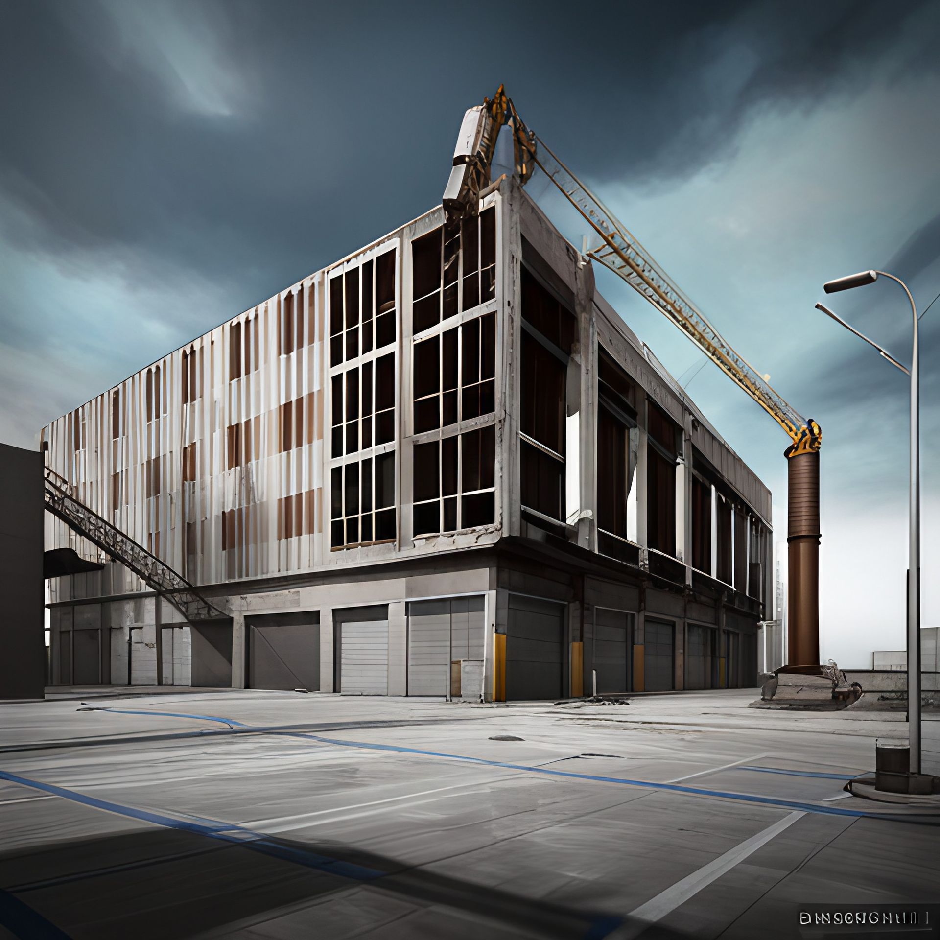 La impresión de un artista de un edificio en construcción
