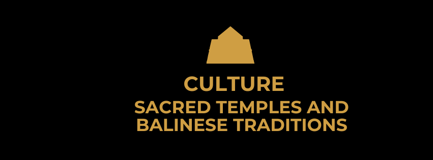 Golden temple icon with the words “CULTURE SACRED TEMPLES AND BALAESTURO TRADITIONS” on black background