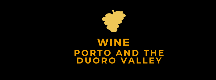 Wine Porto and the Douro Valley logo in gold on a black background.