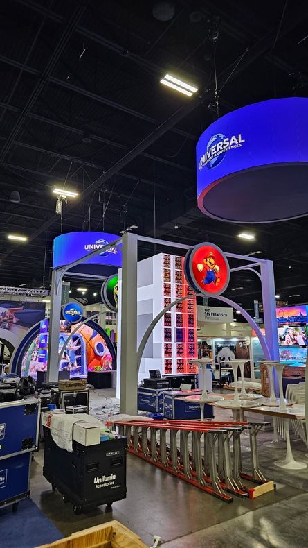 Trade show booth being assembled