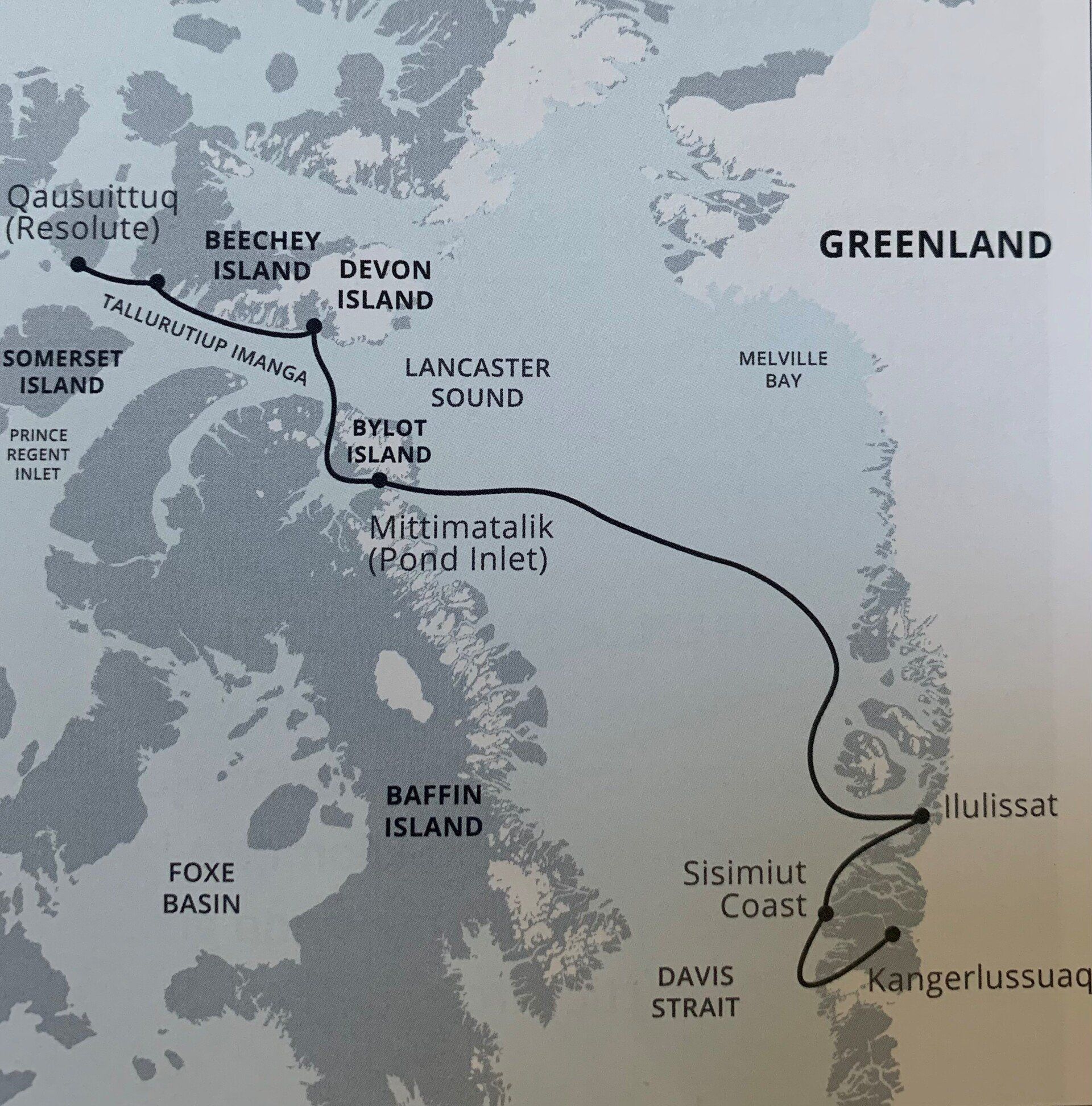 Northwest passage, map of Canadian arctic