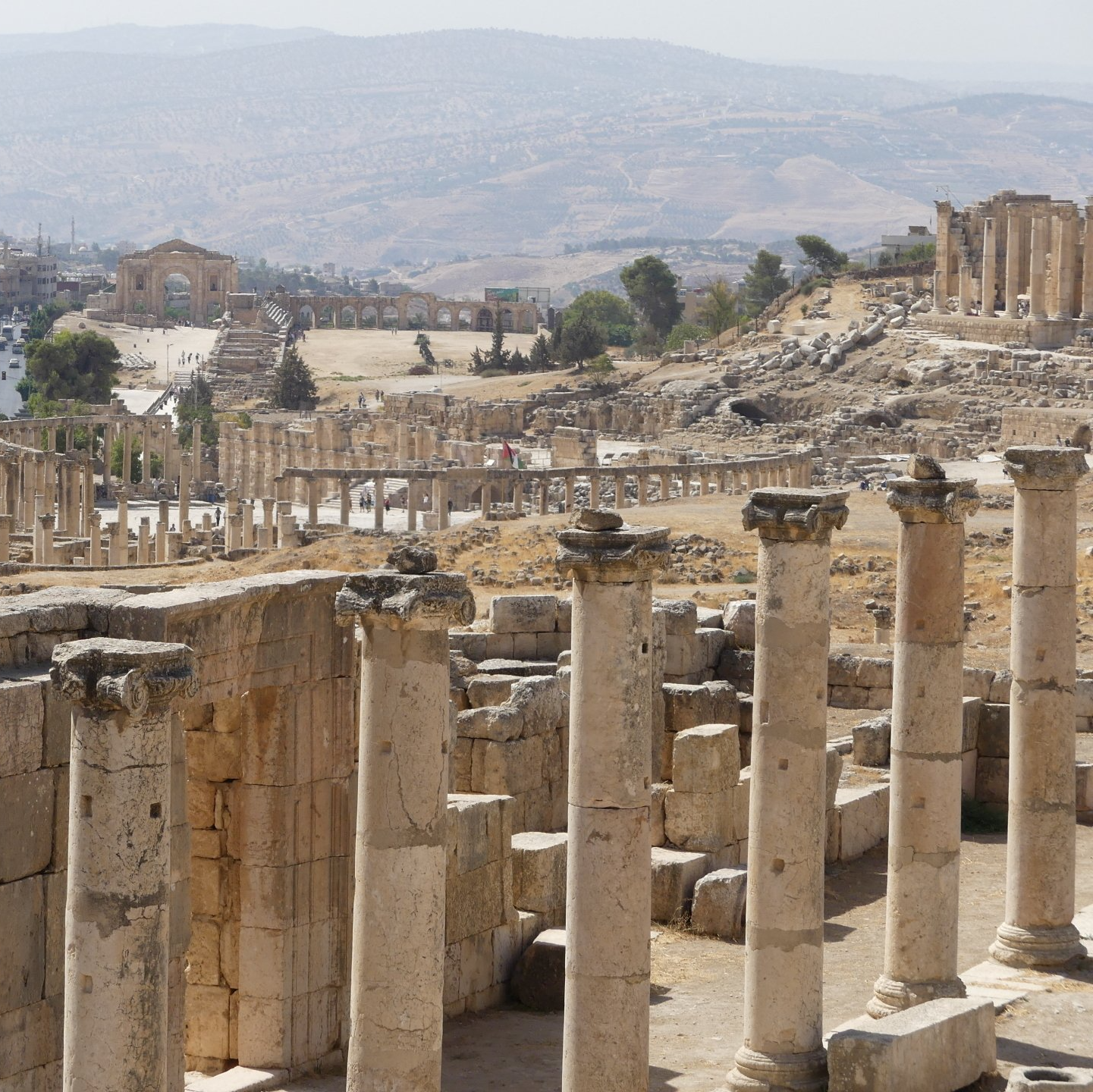 Hadrian's Arch, Hippodrome, Oval Colonnade, Jerash