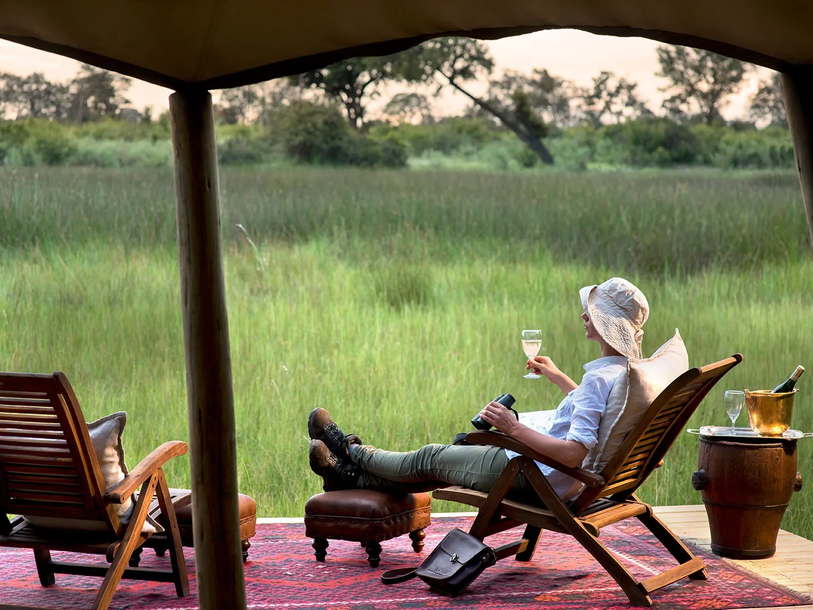 Luxury African Safari, Botswana, eco camp, African sundowners