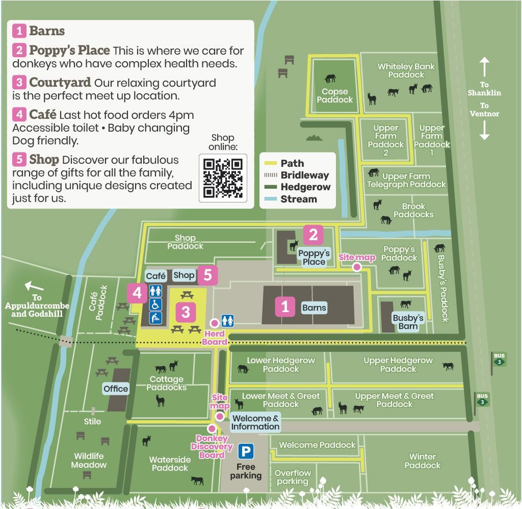 Isle of Wight Donkey Sanctuary map illustrated and designed by Words & Stuff