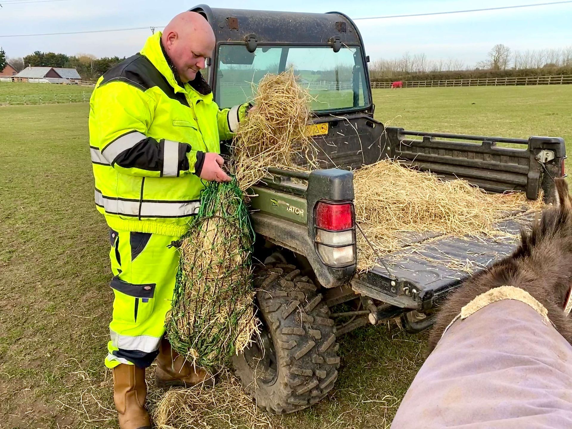 The Isle of Wight Donkey Sanctuary uses tractors to help with the movement of heavy hay and straw bundles.