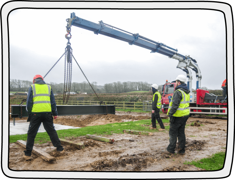 Busby's barn in the building stage Building at the Isle of Wight Donkey Sanctuary to erect a new barn called Busby's Barn