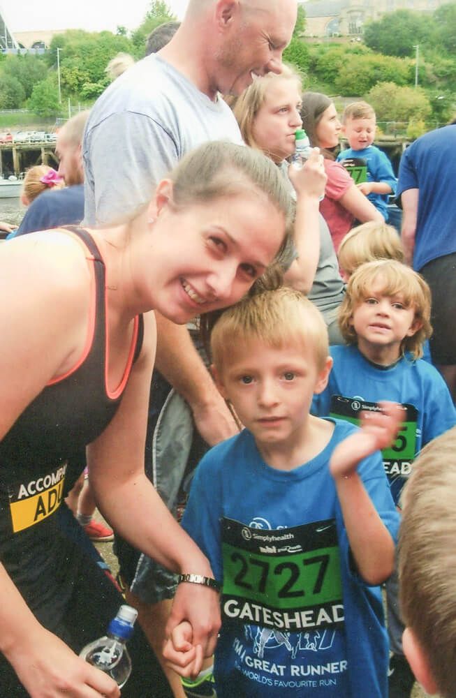 Running as a family at the Great North Run to raise money for the Isle of Wight Donkey Sanctuary