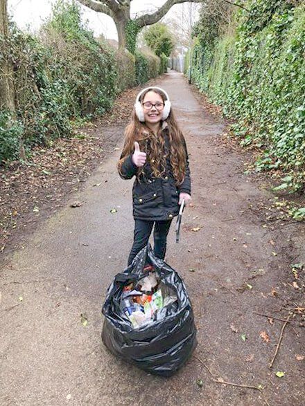 A family did a sponsored litter picking activity to raise money for the Isle of Wight Donkey Sanctuary