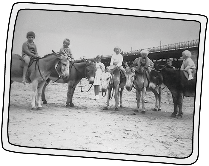 Donkey rides were very popular with children! A picture of donkey rides in Ryde on the Isle of Wight in 1925