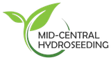 Mid-Central Hydroseeding logo with green leaf and curved plant icon