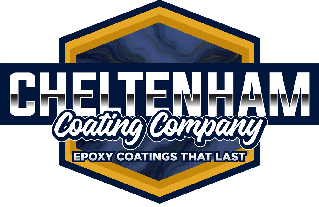 Cheltenham Coating Company Logo for Cheltenham Coating Company featuring a dark blue hexagon with a gold border and the text