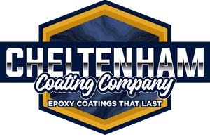 Logo for Cheltenham Coating Company featuring a dark blue hexagon with a gold border and the text 