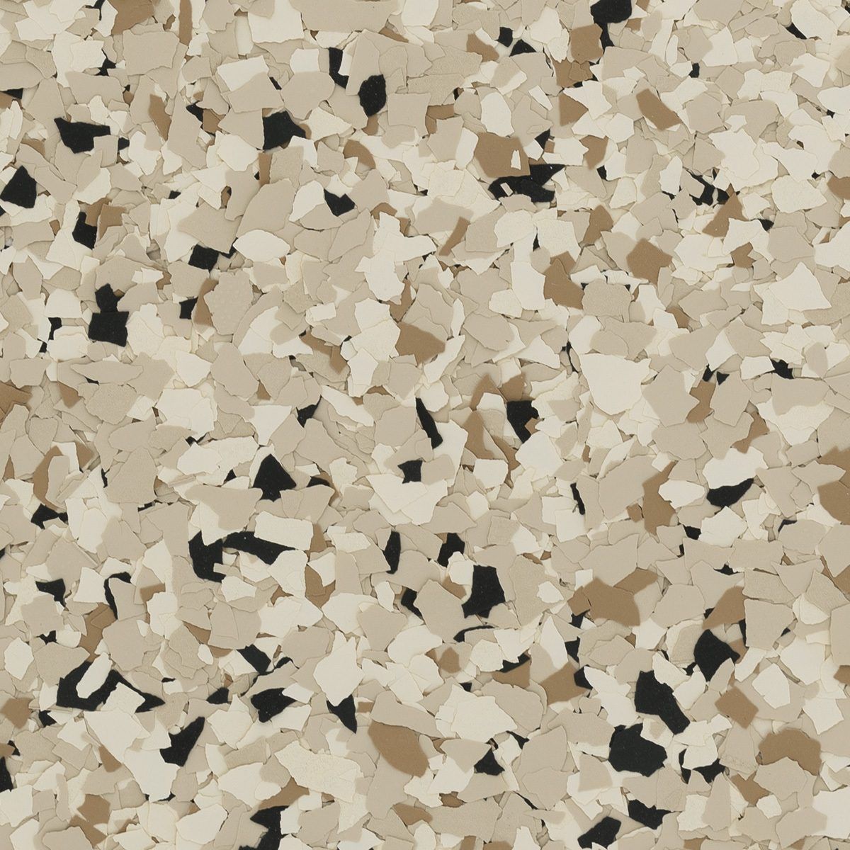 Abstract beige, tan, and black speckled stone or terrazzo surface pattern