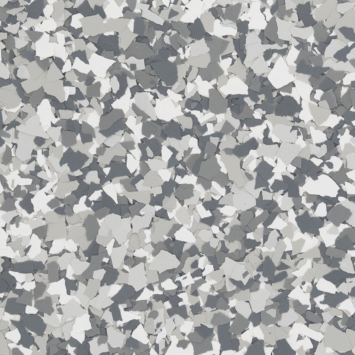 Gray, white, and dark gray camo-like abstract pattern of scattered shapes.