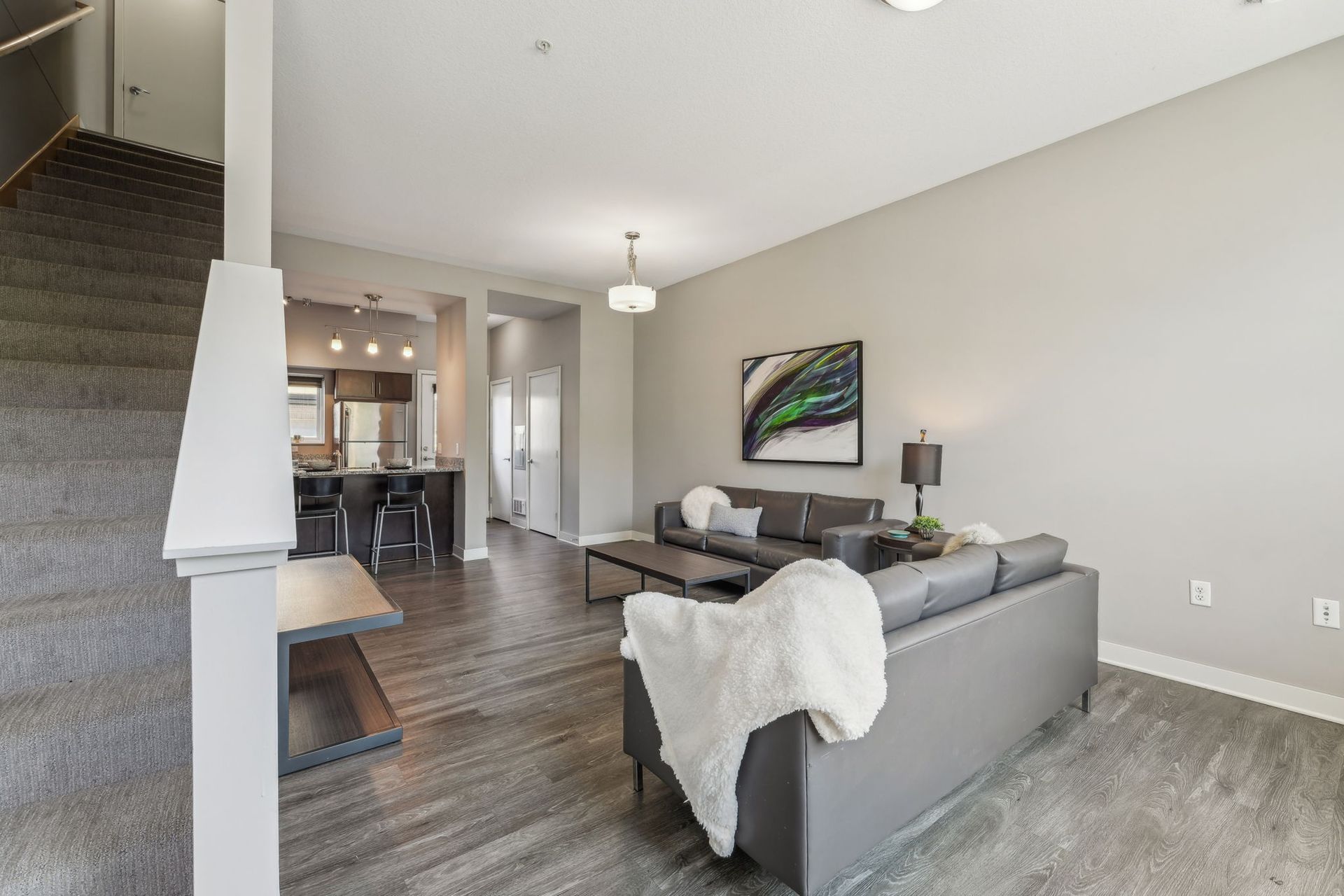 Living room of multistory townhomes in Minneapolis, MN