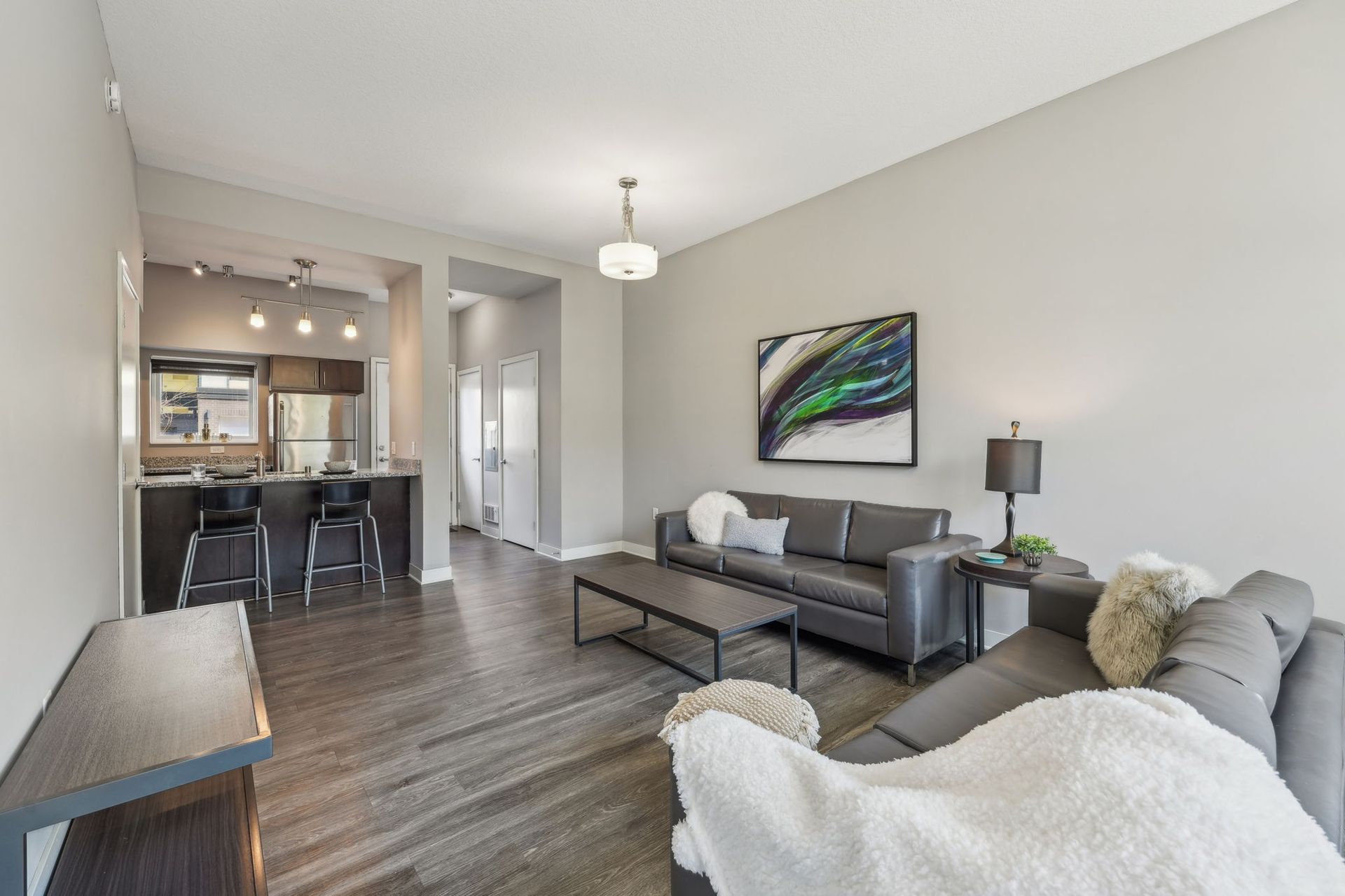 Living room of multistory townhomes in Minneapolis, MN