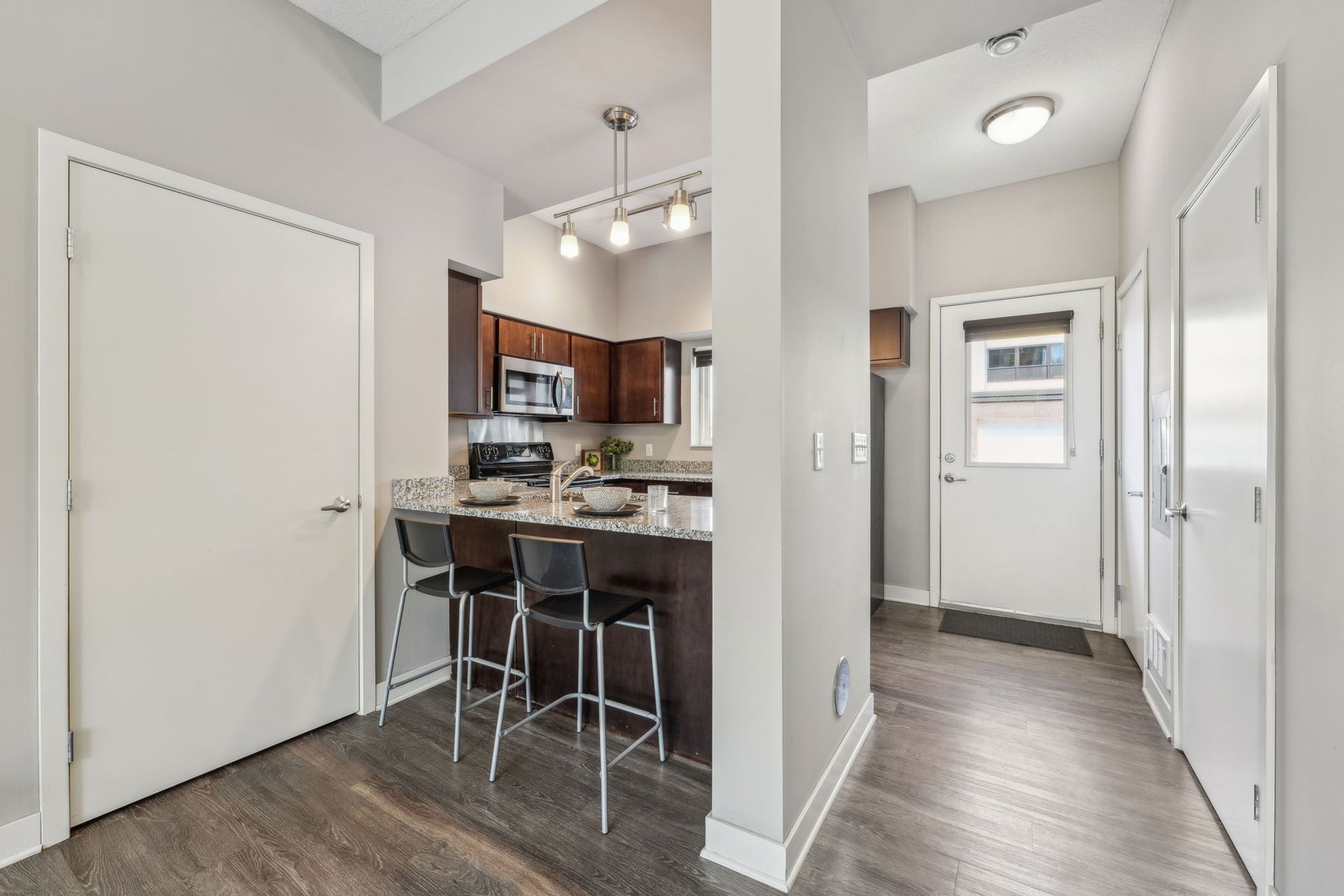 Kitchen of multistory townhomes in Minneapolis, MN