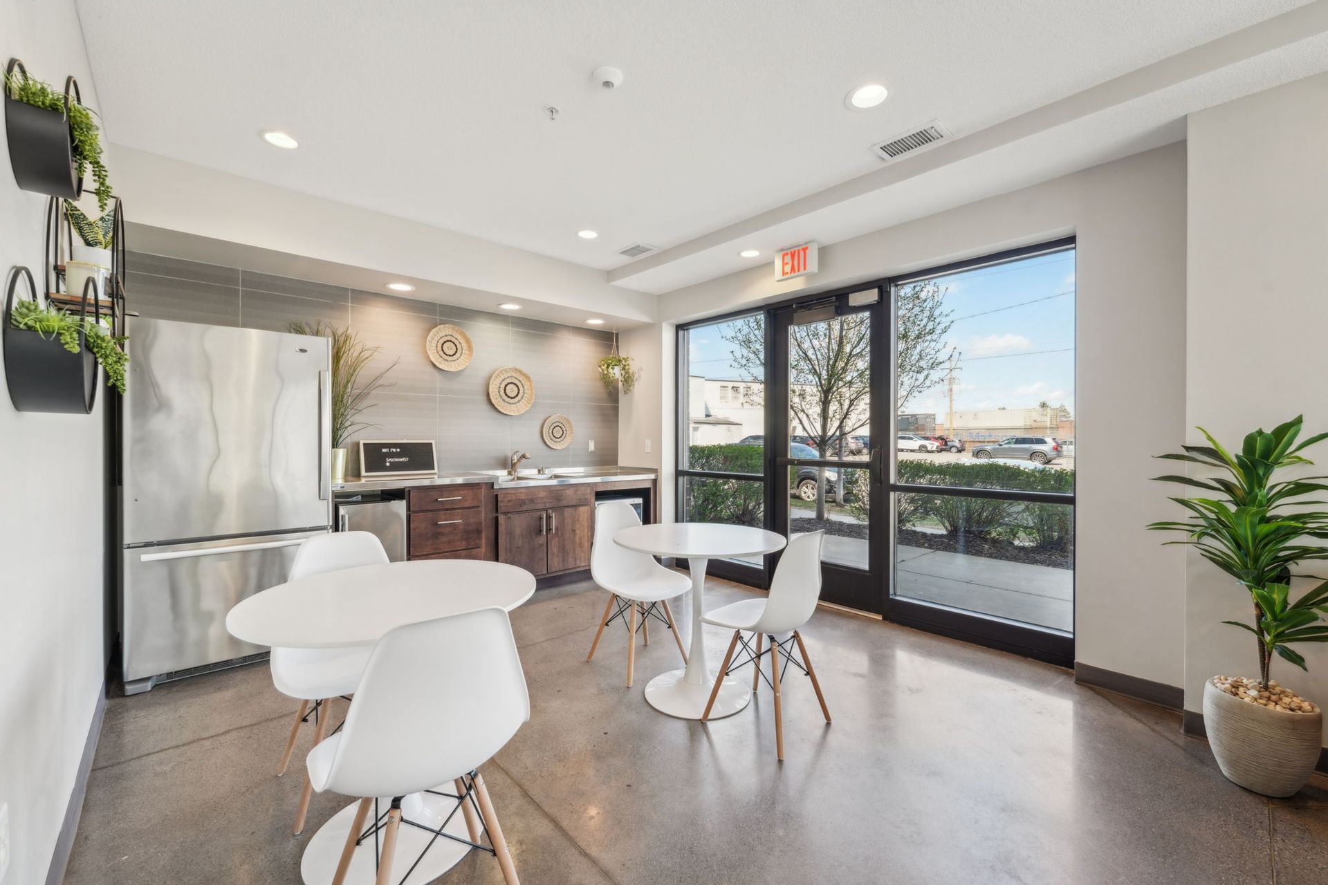 Community kitchen area at Spectrum Apartments in Minneapolis