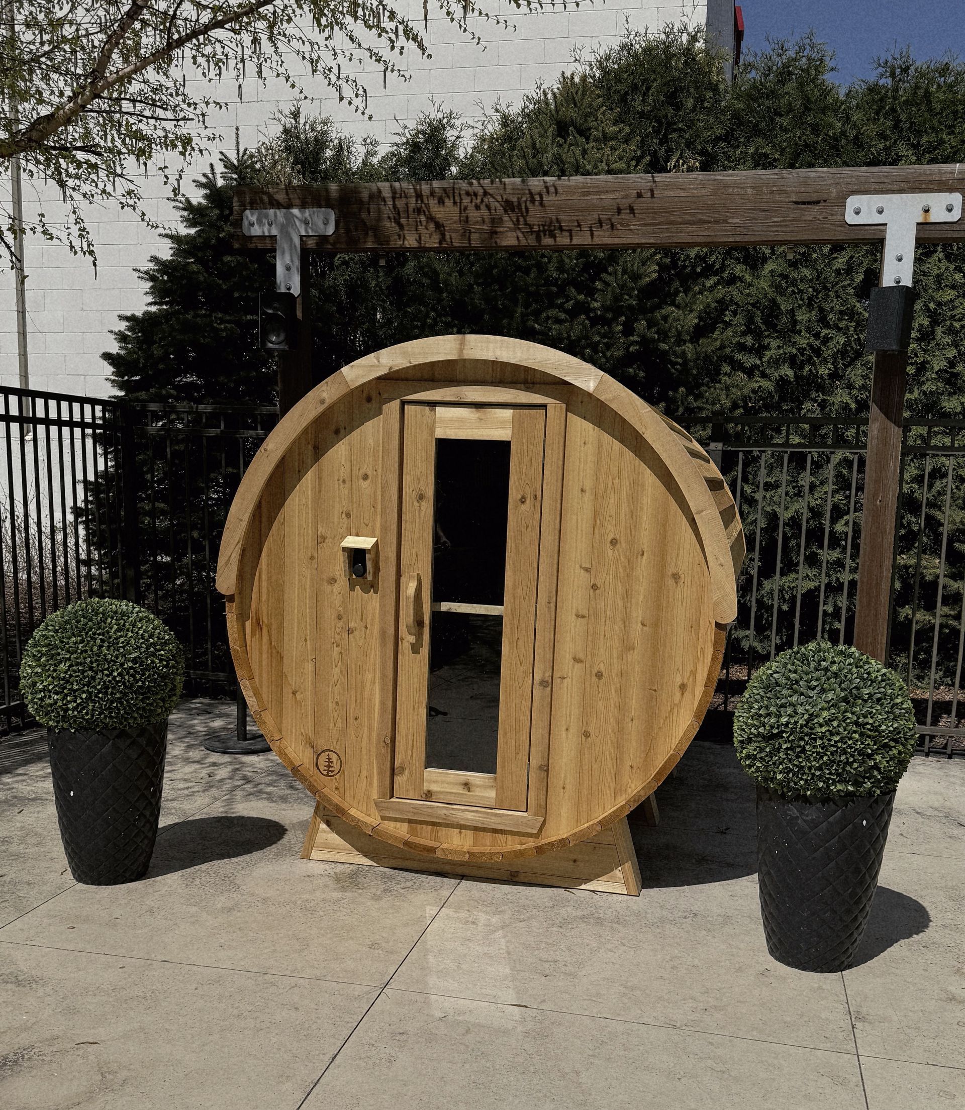 Barrel sauna at Spectrum Apartments in Minneapolis