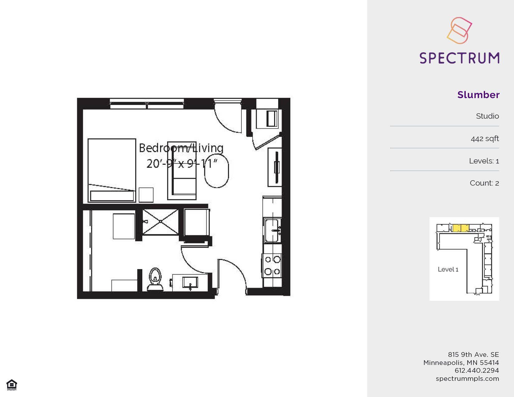 Logo for Spectrum Apartments in plum