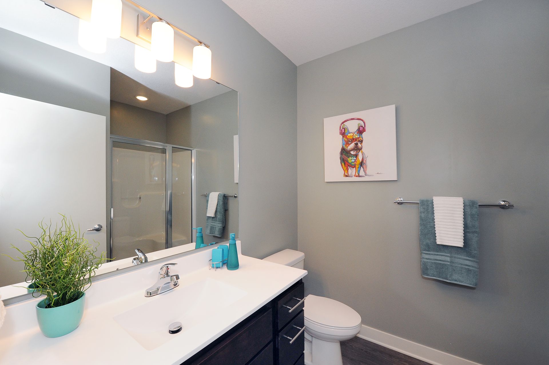 Bathroom with lots of counter space at Spectrum apartments and townhomes in Minneapolis