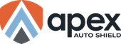 Logo of Apex Auto Shield: orange, blue, and gray geometric shapes with the company name.