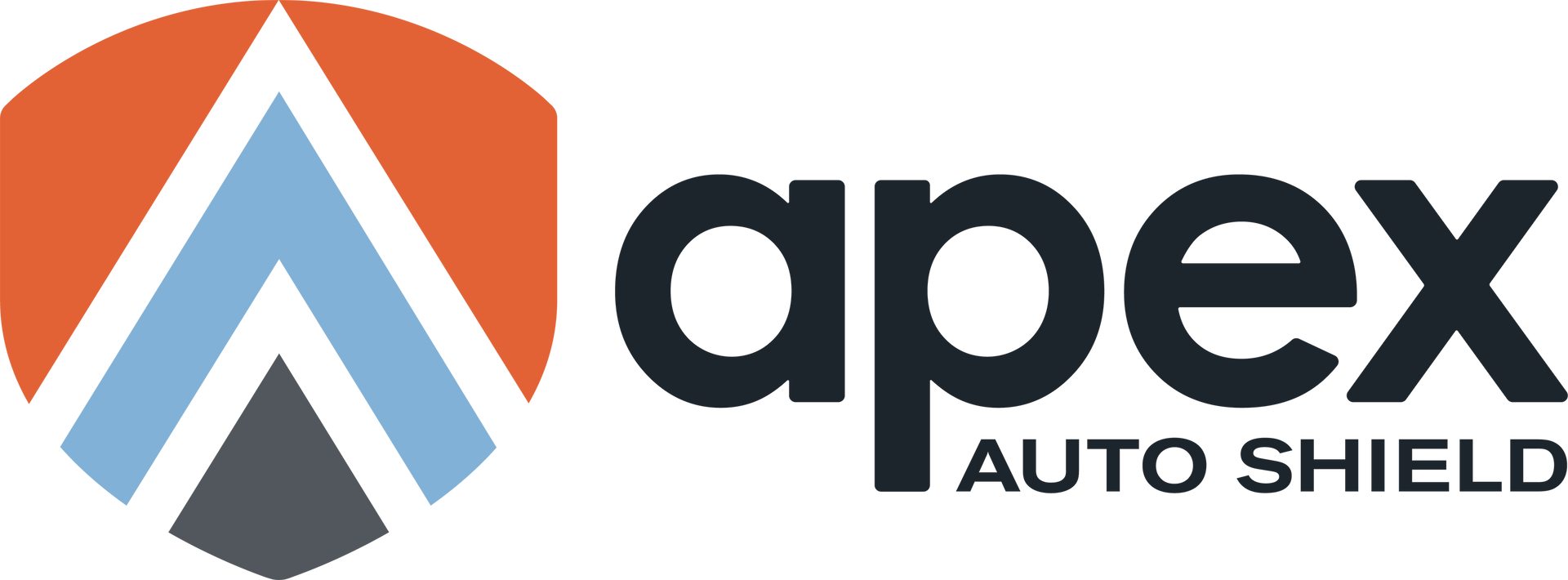 Logo of Apex Auto Shield: orange, blue, and gray geometric shapes with the company name.