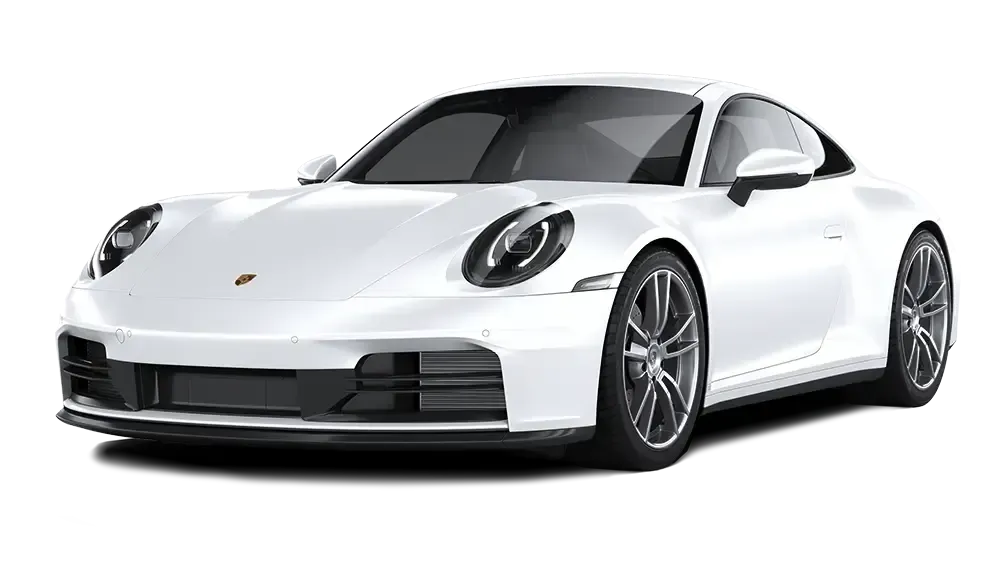 A white porsche 911 is shown on a white background.