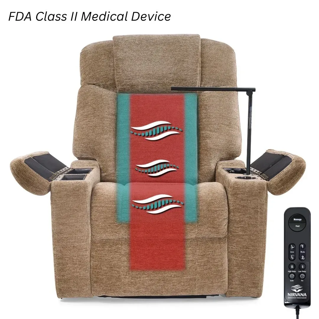 FDA Class II massage chair with heated back rollers and remote control