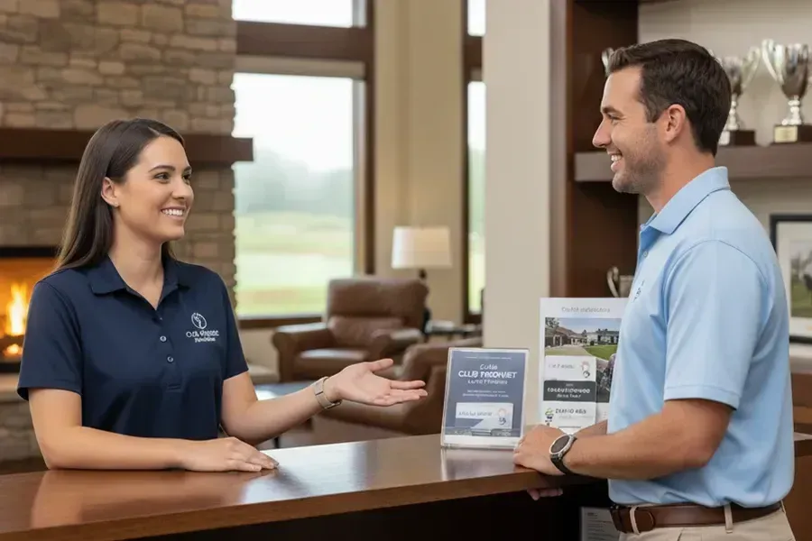 Lady at front desk
