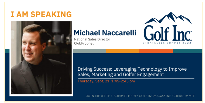 Michael Naccarelli of ClubProphet speaks at the Golf Inc. Summit on Sept. 21 about leveraging technology for golf sales.