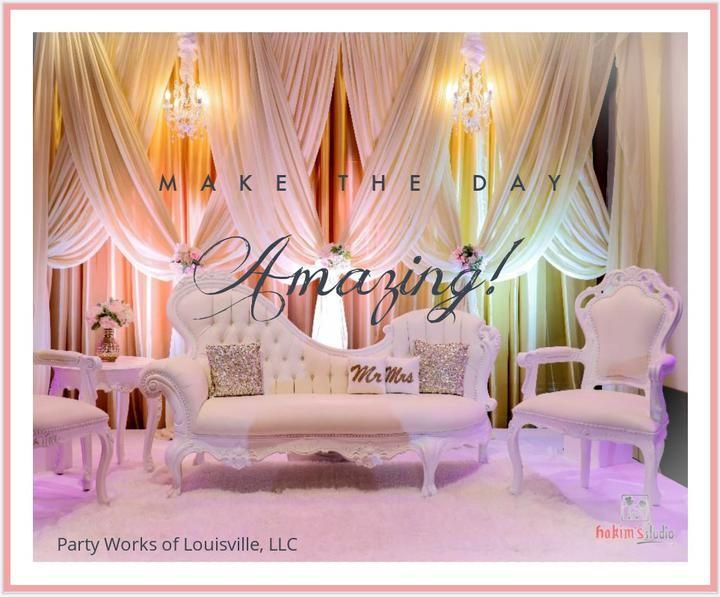 A picture of a couch and chairs with the words make the day amazing