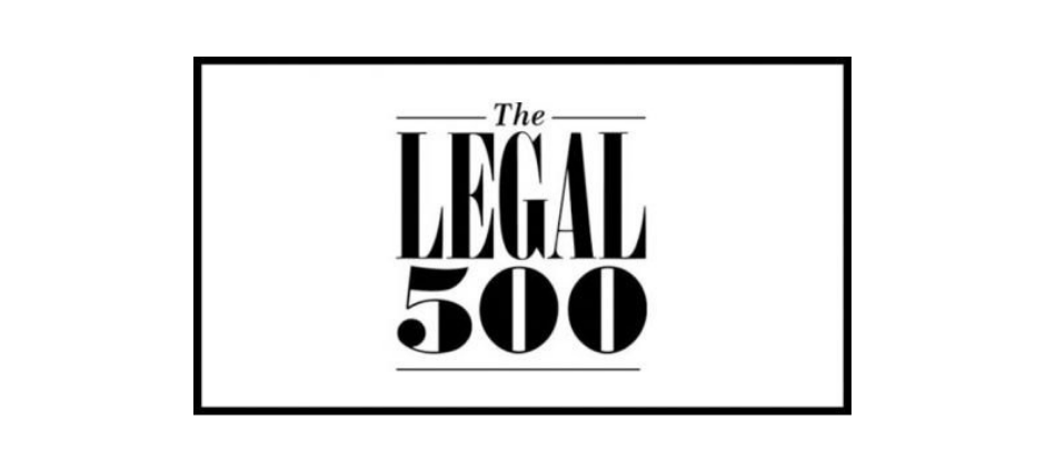 The Legal 500 logo in black text within a white rectangle, enclosed by a black border.